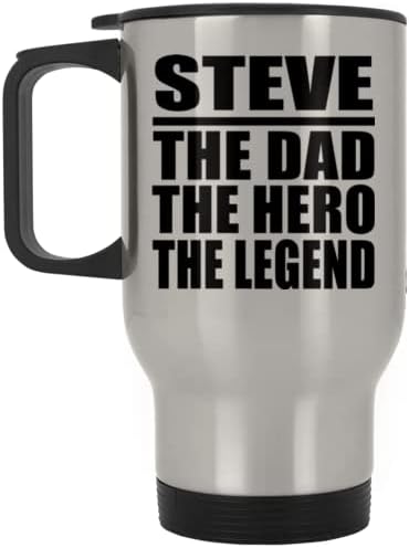 מעצב את סטיב האב הגיבור האגדה, ספל נסיעות כסף 14oz כוס מבודד מפלדת אל חלד, מתנות ליום הולדת יום