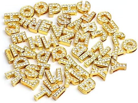 אזור תכלת, קריסטל מלא אבני חן אותיות האלפבית קסמי 8 ממ זהב צבע שקופיות מכתב עבור עשה זאת בעצמך צמידי צמידי