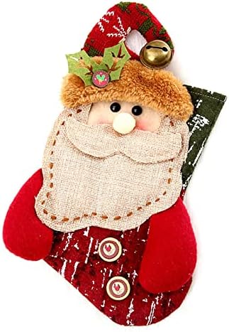 קישוט לחג המולד ציוד גרבי חג המולד לחג המולד עם תליון פעמון איש שלג איש זקן גרביים שקית ממתקים מרכז חג חג