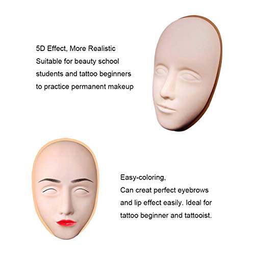 3 יחידות 5 ד פנים קעקוע עור עיסוק ראש סיליקון מזויף פנים אימון עור עם 1 תמיכה בסיס גבות אייליינר שפות דגם