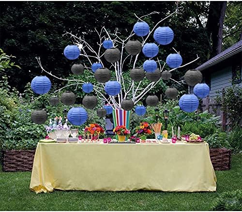 16 יח 'פנסי נייר כחול כהה נייר סיני/יפני קישוטים תלויים פנסי כדור מנורות לחתונות, ימי הולדת, מסיבות