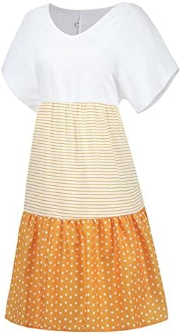 WPOUMV שמלה בגודל פלוס לנשים מפוספסים V POLKA DOT שמלת קיץ שמלת חוף שרוול קצר