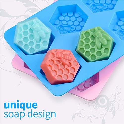 SJ 6 חלל 3D משושה דבורה דבש דבש סיליקון תבניות לסבון ועוגה בעבודת יד, ללא סווד