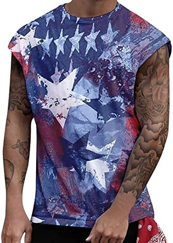 חולצות קיץ של BMISEGM לגברים גופיות מזדמנות גברים דגל אמריקאי הדפסת שרוולים ללא שרוולים MENCE