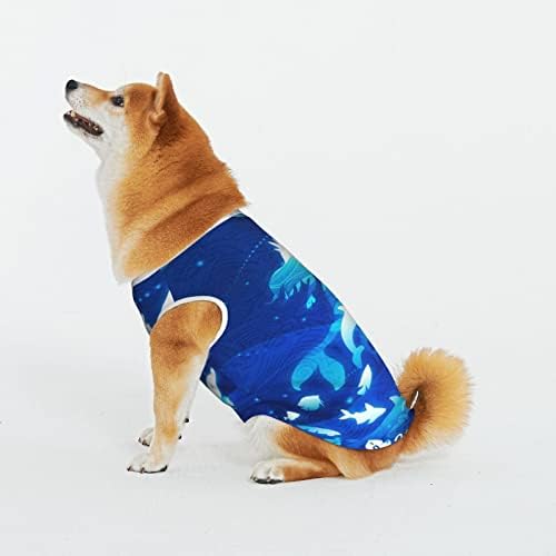 חולצות חיית מחמד כותנה כותנה כחול-כוכב-מרמאיד-דולפינים תלבושות גור כלב חתול פיג'מה כלב רך אופן סרבל חיות מחמד