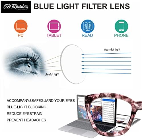 3 חבילה אריזת מתנה כחול אור קריאת משקפיים לנשים, ענקיות אופנה מחשב קוראי עם אביב ציר