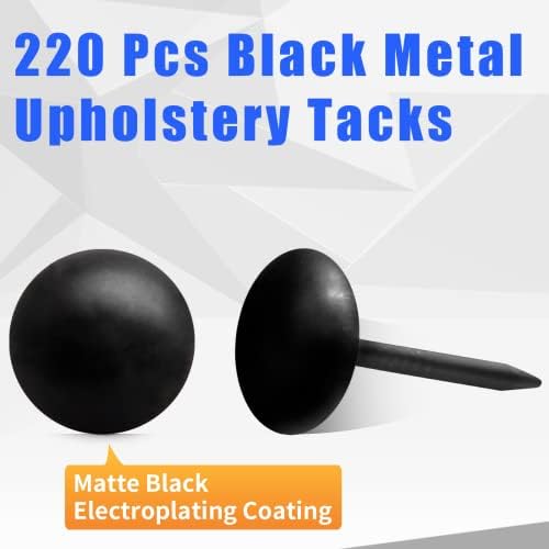 Bivethoi 220 PCS נוגדי ריפודים שחורים, 2/7 אינץ 'מתכת עגולה עגולה, סיכות ריפוד לרהיטים, פרויקט DIY