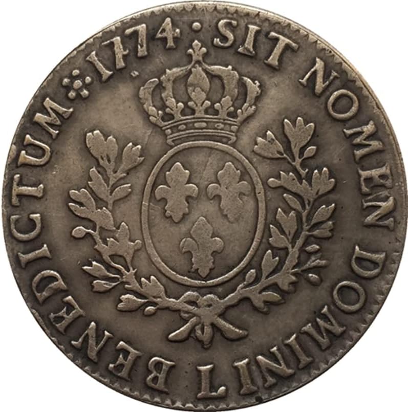 1774 מטבעות צרפתים נחושת טהורה מצופה מכסף עתיק כסף מטבעות מלאות מלאות יכולת יכולות לנשוף