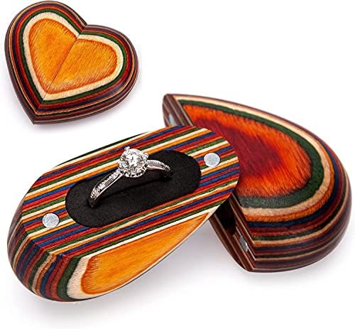 אזונדה תכשיטי טבעת תיבה, פאקה עץ, לב עיצוב, עבור הצעת אירוסין חתונה טקס