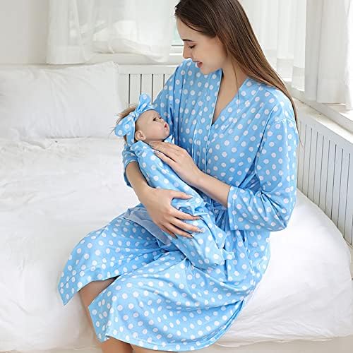 Awibmk Mommy ו- Me Robe and Swaddle Set Prolal Ploral Molity ו- Baby Making Mardely Smoidet Boid for