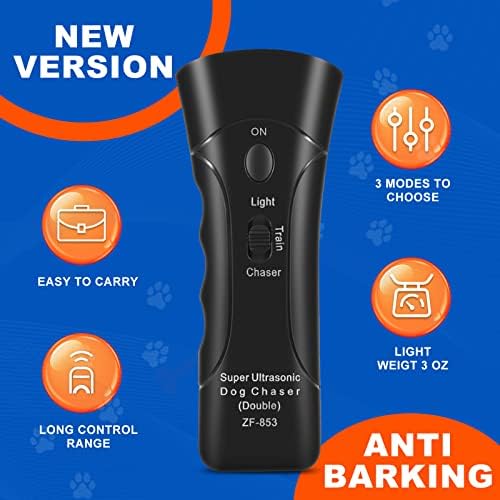 מכשיר Aubnico Anti Barking, הרתעת נביחת כלבים קולי עם נורות LED, חיישן כפול מכשירי בקרה נביחות כלבים