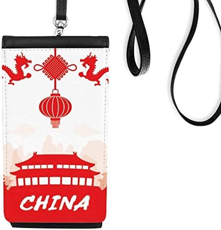 מתאר אדום סין ציון דרך ארנק ארנק תלייה כיס נייד כיס שחור