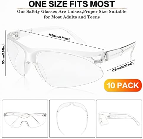 WFEANG משקפי בטיחות ברורים, משקפי מגן לגברים נשים, משקפי הגנה על עיניים לעבודה, מעבדה, רכיבה על אופניים