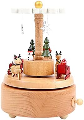 קופסא מוזיקת ​​עץ MHYFC עץ מסיבת חג המולד חג המולד קרוסלה קופסאות מוזיקה קופסאות מתנה לחג המולד (צבע: