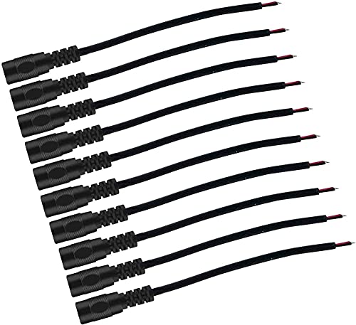 UHPPOTE DC POOTY PIGTAIL כבל נקבה 20AWG 5.5 ממ x 2.1 ממ מחבר תקע למצלמת אבטחת טלוויזיה במעגל סגור ומתאם תאורה