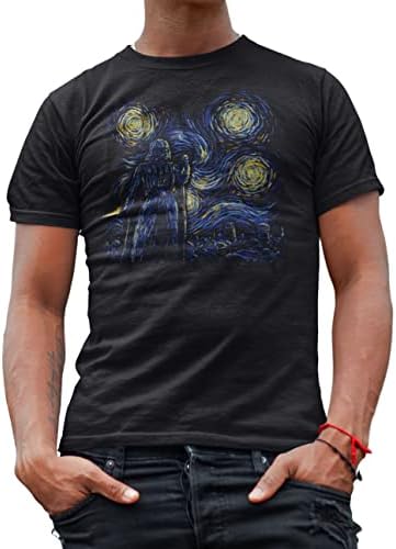 כוכב מלחמת כוכבים לילה דארת ויידר ואן גוך גברים של למבוגרים גרפי חולצה שחור
