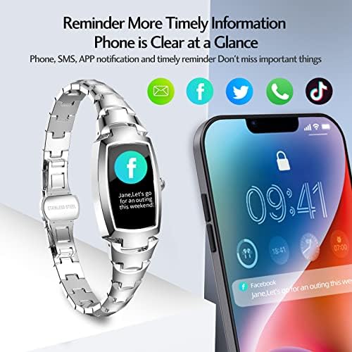 RunRunfit שעון חכם לנשים, 1.08 Bluetooth Smartwatch Smartwatch, תואם iOS וטלפונים אנדרואיד, צמיד