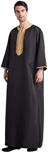 BMISEGM חולצות שמלה מזדמנות לקיץ לגברים מזדמנים של גברים מוסלמים אמצע שמונה שרוול שמונה שרוול רקום כותנה