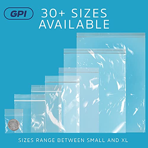 GPI - 100 מארז, 6 x 8 ארוכים, שקיות רוכסן מפלסטיק ברורות - בתפזורת, 2 מיליליטר עבה, עמידים, שקיות פולי רוכסן