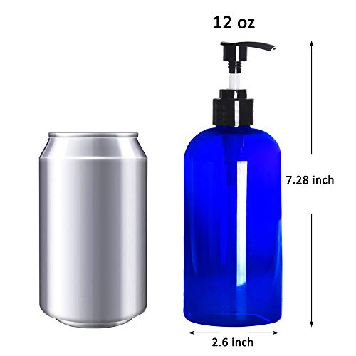 בקבוקי משאבת פלסטיק כחולים עם 6 חבילות, בקבוקי משאבת פלסטיק למילוי חוזר לחלוקת קרמים, שמפו,