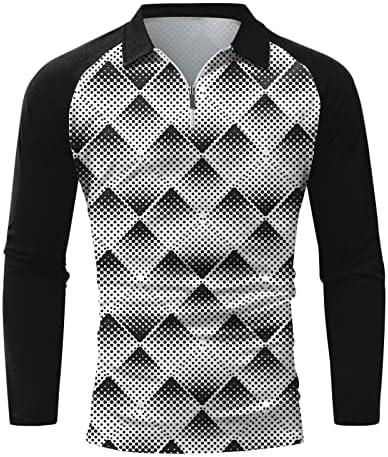 XXBR לשרוול ארוך שרוול ארוך רוכסן פולו חולצות רחוב 3D צבע דיגיטלי טלאים טלאים טלאים מזדמנים חולצת