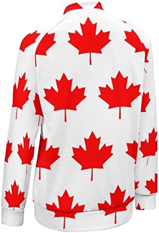 קנדה דגל מייפל נשים של בייסבול מעילי כפתור למטה להאריך ימים יותר בייסבול צווארון למעלה מפציץ מעיל מזדמן
