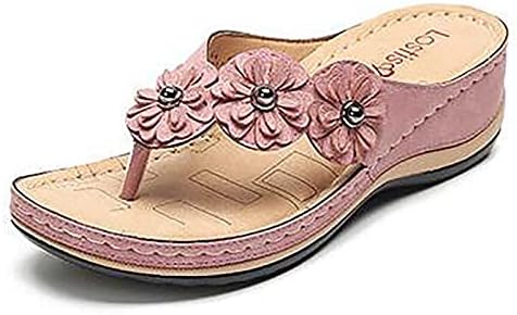 נעלי נשים מדרון עקב קישוט פרחים כפכפים סנדלים