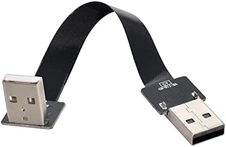 Cablecc USB 2.0 סוג-A זכר לנתונים מסוג A גברים שטוחים כבל FPC דק למטה זווית 90 מעלות עבור FPV ודיסק