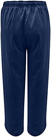 מכנסי פשתן כותנה של KCDIGR לנשים מותניים אלסטיים רחבים באורך מלא מכנסי טרנינג פלוס מכנסי יוגה בגודל גודל עם כיס