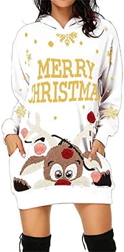 שמלות קפוצ'ונים מכוערים של חג המולד מכוערים אופנה חג המולד סוודר הדפסים סוודר שרוול ארוך חולצות סוודר עם כיס