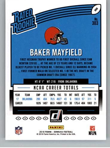 2018 דונרוס כדורגל 303 Baker Mayfield RC TROOKIE כרטיס קליבלנד בראונס דירג את כרטיס המסחר הרשמי