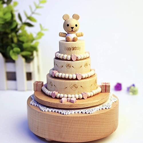 מתנות מוזיקליות של Luvadu נושאות עוגת יום הולדת קופסת מוסיקה יום הולדת שמח, עץ Windup Box Musical