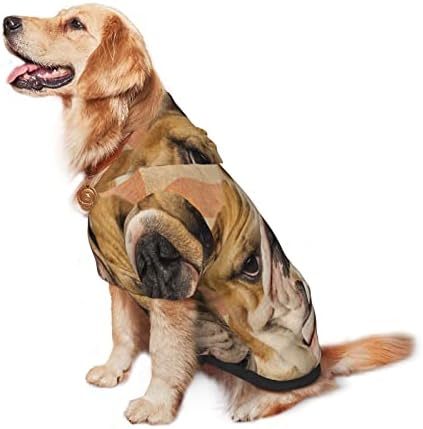 קפוצ'ון כלב גדול אנגלית-בולדוג-וינטג '-אוק-דגל סוודר בגדי חיות מחמד עם מעיל תלבושת חתולים רכה כובע קטן