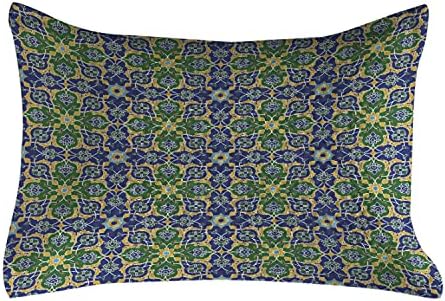 כיסוי כריות מרופד של אמבסון, דפוסי מזרח מזרחיים מקושטים עם אמנות דמשק, כיסוי כרית מבטא קווין בגודל קווין לחדר שינה,
