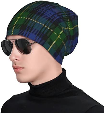 מיזיבאו יוניסקס כפת כובע סקוטי לבן, אדום & מגבר; ירוק משובץ טרטן חם רפוי לסרוג כובע בארה ' ב מתנה