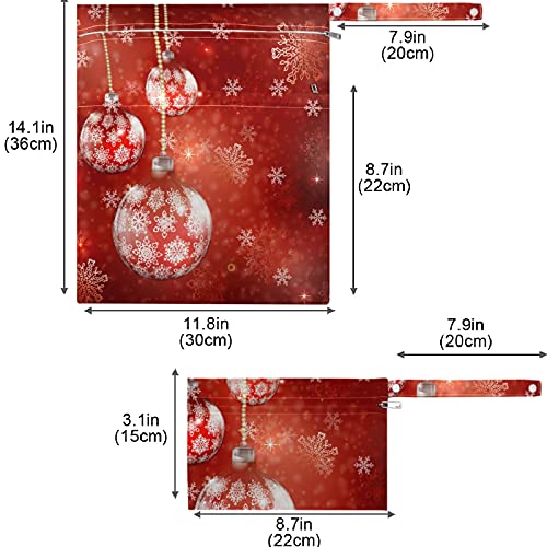 מראה שמש חג המולד רקע עם יפה קישוטי 2 יחידות רטוב תיק עם כיסי רוכסן רחיץ לשימוש חוזר מרווח