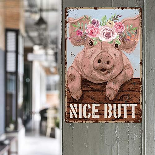 ציטוט אמבטיה מצחיק עיצוב קיר שלט פח מתכת-בציר שלט פח חזיר חווה למשרד / בית / כיתה מתנות לעיצוב