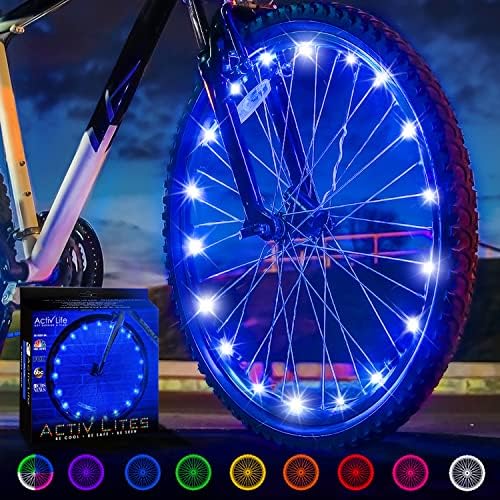 אורות גלגל אופניים לד חיים פעילים עם סוללות כלולות! לקבל בהיר וגלוי מכל הזוויות לבטיחות אולטימטיבית