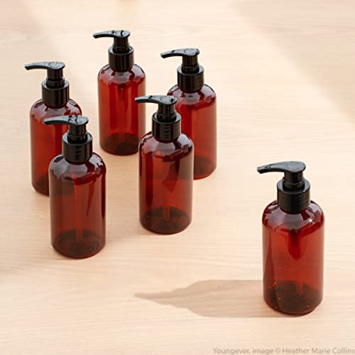 יאנג 6 חבילות ענבר בקבוקי משאבת פלסטיק, בקבוקי משאבת פלסטיק ניתנים למילוי מחדש לניתוח קרמים, שמפו, חיטוי