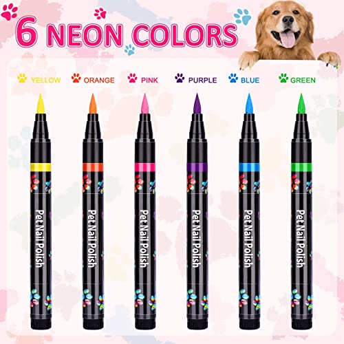ג ' ים וגלוריה ניאון צבע כלב כפת לק עט סט מהיר יבש 6 ניאון צבעים חיות מחמד אספקת אמנות ציפורן ילדה כלב