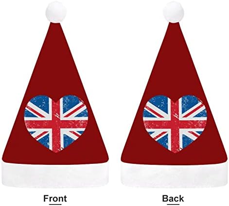 בריטניה בריטניה רטרו לב דגל חג המולד כובע סנטה כובע מצחיק חג המולד כובעי חג מסיבת כובעי עבור נשים