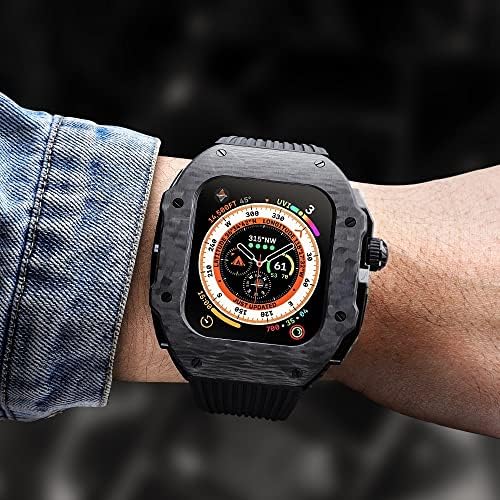 ערכת Mod Mod Mod של Zedevb עבור Apple Watch Ultra 49 ממ מגן על סיבי פחמן מארז פס סיליקון לסדרת Iwatch 8 7