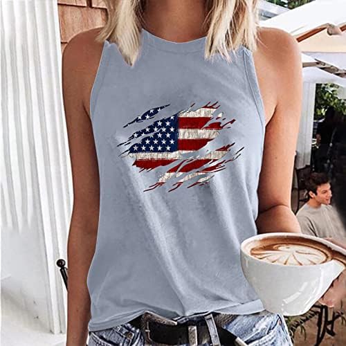 גופיות דגל אמריקאיות לנשים 4 ביולי חולצה פטריוטית חולצת ארהב כוכבים פסים חולצה ללא שרוולים קיץ