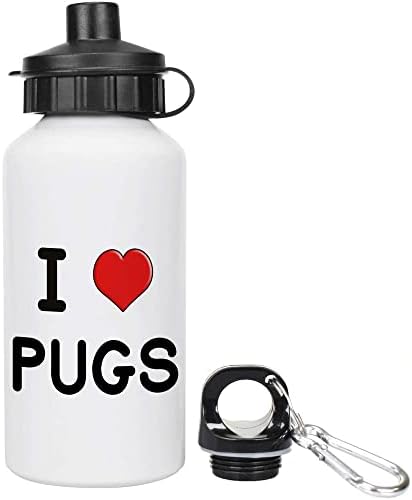 Azeeda 400ml 'I Love Pugs' Kids 'בקבוק מים / שתייה
