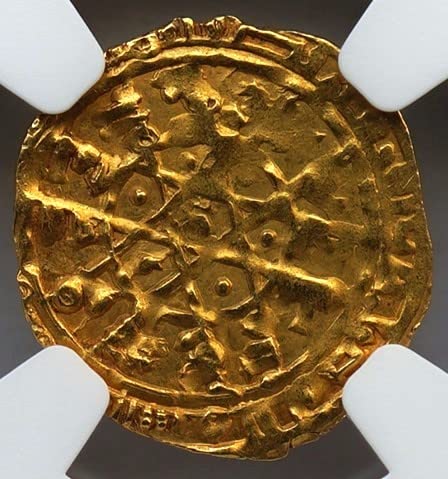 למשל 1035-1094 AD FATIMID CALIPHATE תחת AL-MUSTANSIR BILLAH, מאומת מטבע זהב מימי הביניים של ימי הביניים