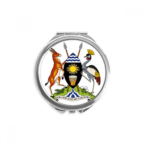 אוגנדה אפריקה לאומי סמל יד קומפקטי מראה עגול נייד כיס זכוכית