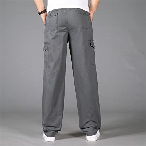 Miashui Home House Mens כותנה רופפת פלוס כיס בגודל מכנסיים אלסטיים מוצקים מכנסיים סך הכל מכנסיים ג'וניורס