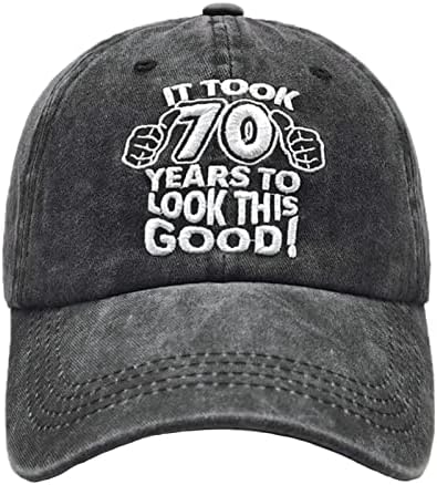 כובע מתנות יום הולדת 70, כובע בייסבול רקום מתכוונן לגברים נשים שחור