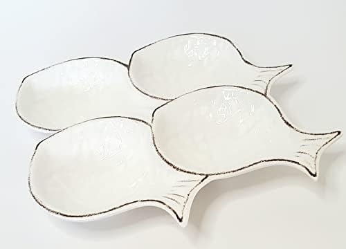 סט קערת חטיפים מלמין עיצוב דגים של סיגריד אולסן, לבן, 15x14