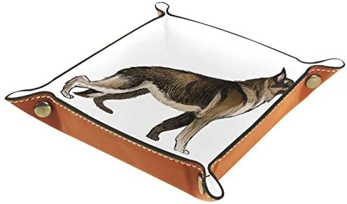 סגנון ציור של Lyetny גרמני מארגן כלבים גרמני מגש אחסון מיטה מיטה קאדי שולחן עבודה מגש החלפת ארנק מפתח קופסת